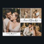 Elegantes Script 4 Foto Collage Wedding Vielen Dan Magnetkarte<br><div class="desc">Elegante, Minimalistische Schwarz-Weiß-Hand-Briefe Hochzeit 4 Foto Collage Danke Magnetic Card. Stilvolle Hochzeit danke Ihnen Karte Vorlage mit vier (4) Foto mit dem Text "Liebe und Dank" in einem Wirblen handgeschriebenen Typografie-Skript swash-Schwanz Schriftart in schwarz auf weißem Hintergrund. Kleine Herzform zwischen den Namen. Großartiger Sake für Ihre Hochzeitsgäste. Einfach zu personalisieren....</div>