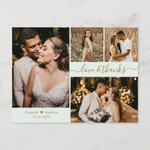 Elegantes Script 4 Foto Collage Wedding Vielen Dan Postkarte