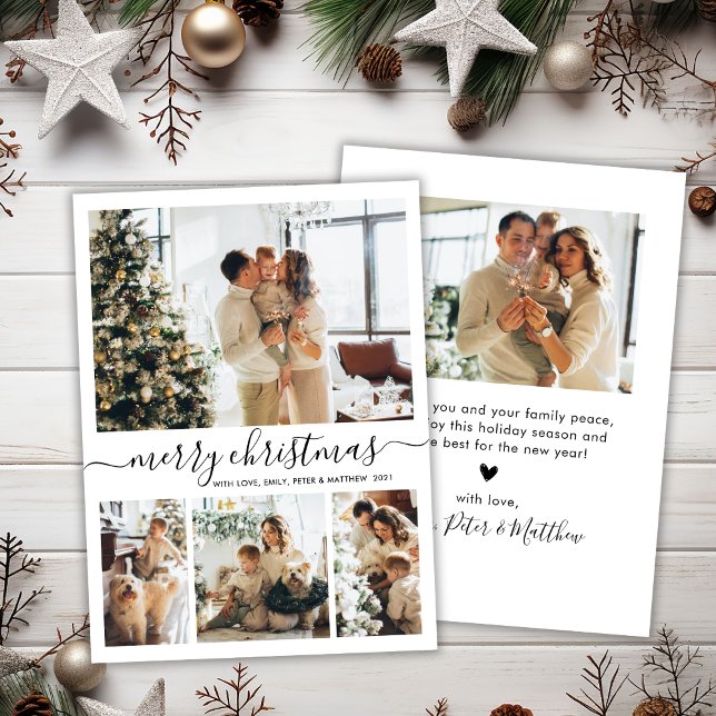 Elegantes Script 4 Foto Collage Weihnachten (Von Creator hochgeladen)