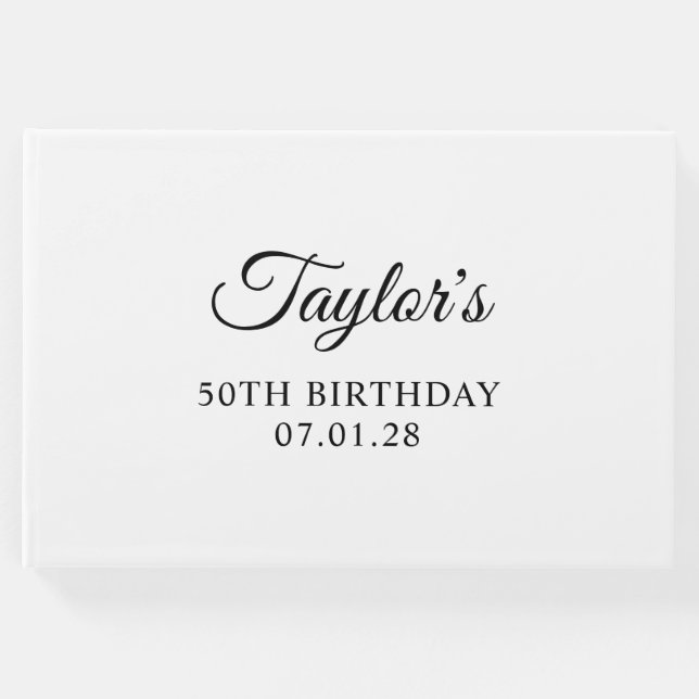 Elegantes Script 50. Geburtstag Gästebuch (Vorderseite)