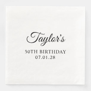 Elegantes Script 50. Geburtstag Serviette