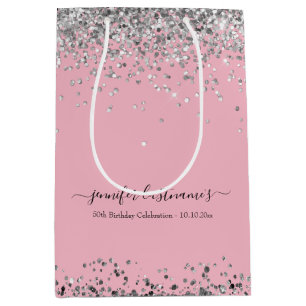 Elegantes Script 50. Geburtstagsparty Mittlere Geschenktüte
