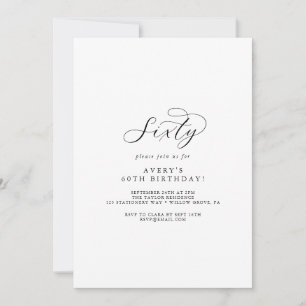 Elegantes Script 60. Geburtstagsparty Einladung