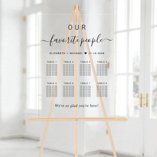 Elegantes Script 8 Table Wedding Seating Chart Acrylschild