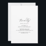 Elegantes Script 90. Geburtstagsparty Einladung<br><div class="desc">Diese elegante Script-Einladung zum 90. Geburtstag ist perfekt für eine einfache Geburtstagsfeier. Das minimalistische Schwarz-Weiß-Design besticht durch extravagante romantische Typografie mit modernem Glam-Stil. Anpassbar in jeder Farbe. Behalt das Design minimal und elegant,  wie es ist,  oder personalisiere es durch Hinzufügen von eigenen Grafiken und Kunstwerken.</div>