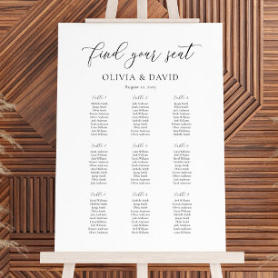 Elegantes Script 9 Table Seating Chart Poster