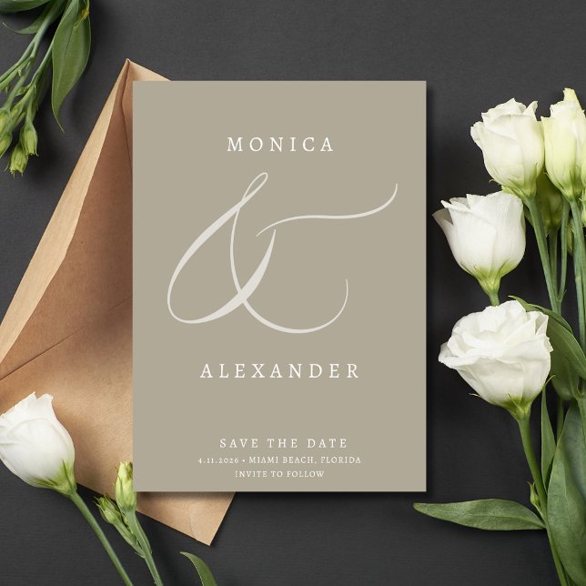 Elegantes Script Ampersand Foto Hochzeit Save The Date (Elegant Script Ampersand Photo Wedding Save The Date)