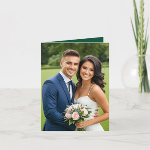 Elegantes Script Aquamarin Wedding Foto Danke Kart