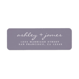 Elegantes Script Ash Lila Hochzeitsszension Rückse