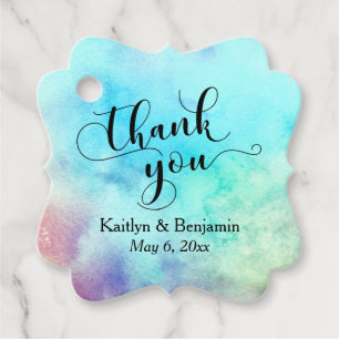 Elegantes Script auf Aqua Watercolor Splash Vielen Geschenkanhänger