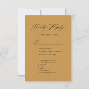 Elegantes Script Beige Minimalistisch Chic Wedding RSVP Karte