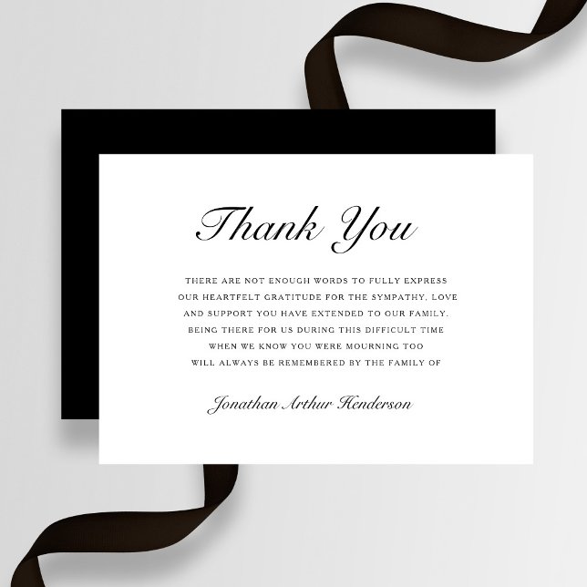 Elegantes Script-Beileid Beerdigung Dankeskarte (Elegant Script Sympathy Funeral Thank You Card)