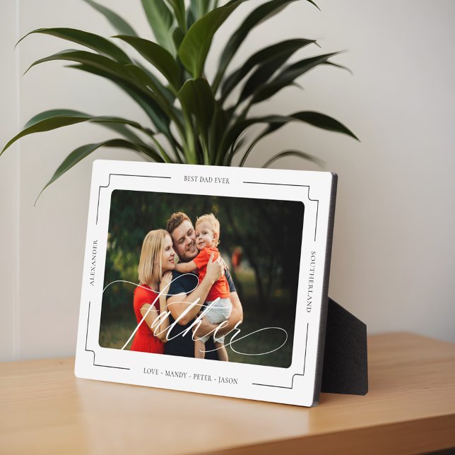 Elegantes Script Bester Vater je Foto Keepake Fotoplatte (Elegant Script Best Father Ever Photo Keepsake Plaque)