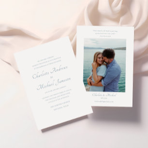 Elegantes Script Bible Verse Foto Hochzeit Einladung