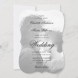 Elegantes Script Black 2 Foto Hochzeit Einladung