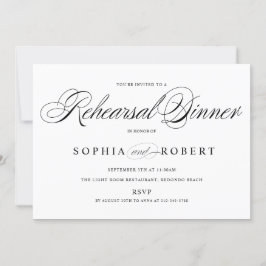 Elegantes Script Black and White Probe Dinner Einladung