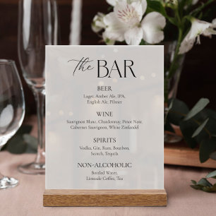 Elegantes Script Black and White Wedding Bar Acrylschild