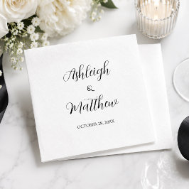 Elegantes Script Black and White Wedding Napkins Serviette