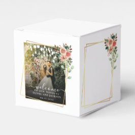 Elegantes Script Black and White Wedding Willkomme Geschenkschachtel