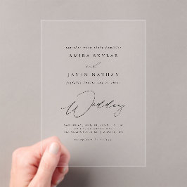 Elegantes Script Black Boho Minimalistisch Wedding Acryleinladungen