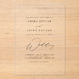 Elegantes Script Black Boho Minimalistisch Wedding Acryleinladungen