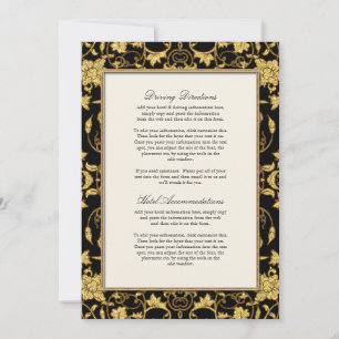 Elegantes Script Black Gold Glitzer Damask Hochzei Einladung