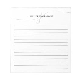 Elegantes Script Black Gray Modern Monogram Lined Notizblock