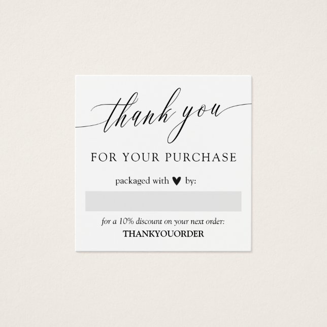 Elegantes Script Black Heart Vielen Dank für Ihre  (Vorderseite)