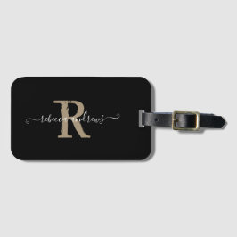 Elegantes Script Black Monogram Name Holiday Trave Gepäckanhänger