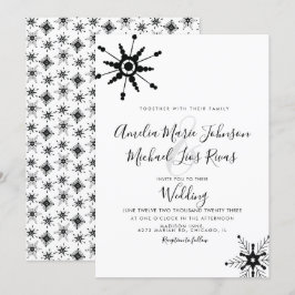 Elegantes Script Black Snowflakes Weihnachten Hoch Einladung