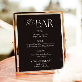 Elegantes Script Black Wedding Bar Poster