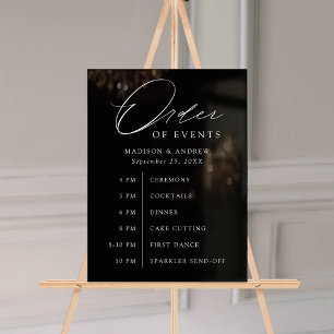 Elegantes Script Black Wedding Order of Events Acrylschild