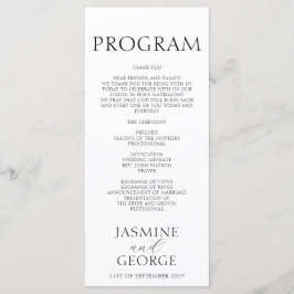 Elegantes Script Black & White Chic Hochzeit Programm