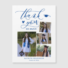 Elegantes Script Blue 4 Foto Abschluss Vielen Dank Magnetkarte