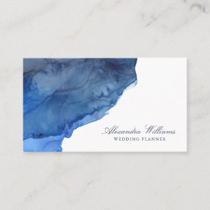 Elegantes Script Blue Watercolor Modernes Beruflic Visitenkarte