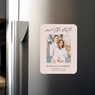 Elegantes Script Blush-Foto Save the Date Magnet