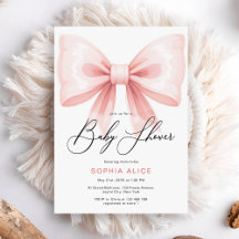 Elegantes Script Blush Pink Coquette Bow Baby Show