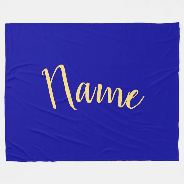Elegantes Script Bold Rich Royal Blue Background Fleecedecke (Vorderseite (Horizontal))