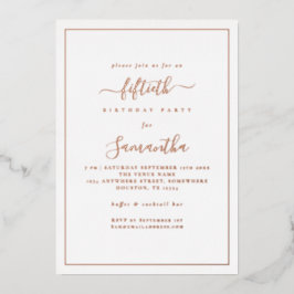 Elegantes Script Border 50. Geburtstagsparty Luxur Folieneinladung