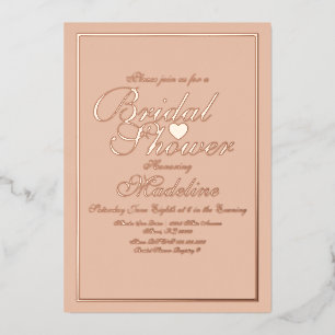 Elegantes Script Border Heart Brautparty Folieneinladung