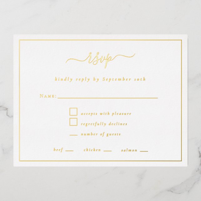 Elegantes Script Border Party RSVP Karte Luxury Fo (Vorderseite)