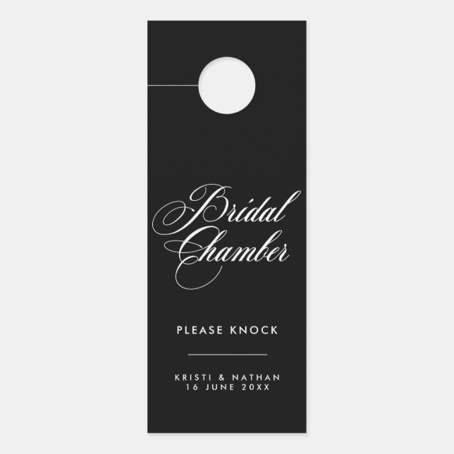 Elegantes Script Bridal Kammer Hochzeitstür-Zeiche Türanhänger (Vorderseite)