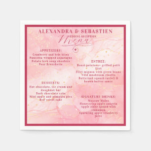 Elegantes Script Burgundy Rose Gold Wedding Menu Serviette