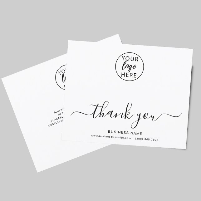 Elegantes Script-Business-Logo Danke-Karte (Elegant Script Business Logo Thank You Card)