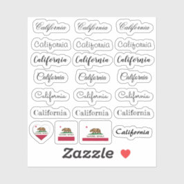 Elegantes Script California & Flag USA /name Set Aufkleber