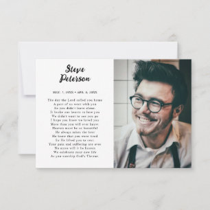 Elegantes Script Calligraphy Foto Beileid Beerdigu Dankeskarte