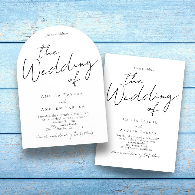 Elegantes Script Calligraphy Foto QR Code Hochzeit Einladung (Von Creator hochgeladen)