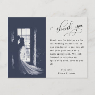 Elegantes Script Calligraphy Wedding Foto Vielen D Postkarte