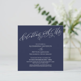 Elegantes Script Celebrate mit US Navy Blue Einladung