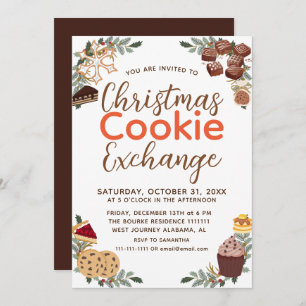 Elegantes Script Christmas Cookie Exchange-Party Einladung